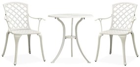 vidaXL Set mobilier bistro, 3 piese, alb, aluminiu turnat