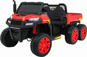 Masinuta Electrica cu acumulator pentru copii NOVOKIDS™ Farmer Beast Buggy, 6 roti, 2 locuri, Cu remorca si faruri luminoase, Roti din Cauciuc EVA,
