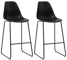 vidaXL Scaune de bar, 2 buc., negru, plastic