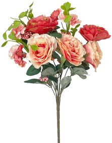 Trandafiri rosu-coral artificiali REKA, 45cm