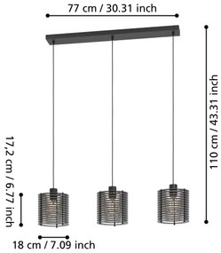 Lustră pe cablu Eglo 900738 SEGOVIA 3xE27/40W/230V
