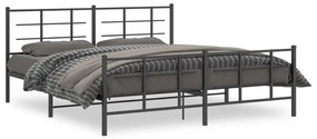355583 vidaXL Cadru pat metalic cu tăblie de cap/picioare, negru, 180x200 cm