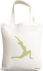 Sacosa de Panza pentru Cumparaturi, Geanta Tote Yoga 2, 38x34.5 cm, Alba, BEKZ®