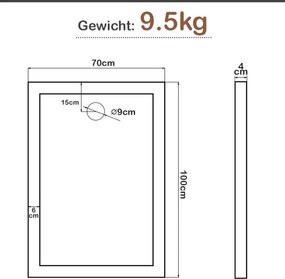 Aquamarin Cuvă de duș dreptunghiulară, 101 x 70 cm