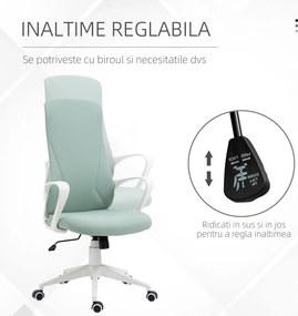 Vinsetto Scaun de birou ergonomic, cu înălțime ajustabilă și balans, 62x56x110-119,5 cm, verde | Aosom Romania
