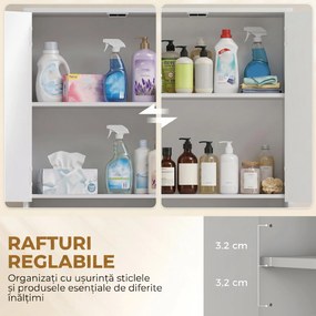 HOMCOM Dulap de Baie Înalt cu Rafturi Reglabile, Alb Lucios | Aosom Romania