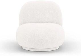 Fotoliu alb cu tapițerie din stofă bouclé Chuck – Micadoni Home