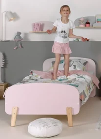 Set Mobilier Kiddy pentru Camera Copii – Pat 90x200 cm și Noptieră – Roz Pal – Vipack
