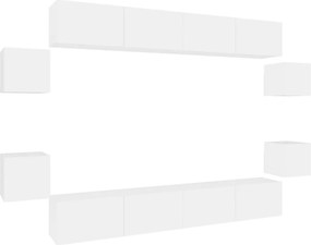 vidaXL Set dulap TV, 8 piese, alb, lemn prelucrat