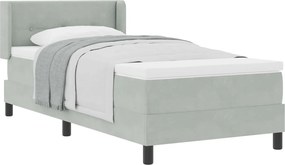 vidaXL Pat cu arcuri cu saltea Gri deschis 200 x 100 cm Catifea