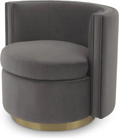 Fotoliu pivotant design elegant Amanda, catifea gri 115148 HZ