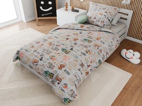 Lenjerie de pat din bumbac pentru patut HAPPY FARM albă Dimensiune lenjerie de pat: 45 x 65 cm | 90 x 135 cm