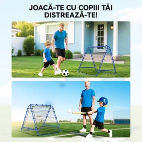 HOMCOM Poartă de Fotbal Pliabilă din PE și Metal, cu Unghi Ajustabil, Ideală pentru Antrenament, 100x95x90cm, Albastru | Aosom Romania