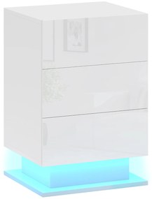 HOMCOM Noptieră cu Lumini LED Reglabile, 3 Sertare și Telecomandă, 40x35x60 cm, Alb | Aosom Romania