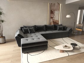 Colțar extensibil dumonde cu ladă de depozitare si sezut confortabil din spuma high-density, Loana XL Ambience Gri 335x185 cm