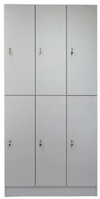 Dulap din lemn Visio LUX - 6 cutii, 90 x 45 x 185 cm, incuietoare cilindrica, gri