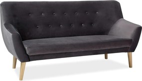 Canapea NORDIC 3, gri - Bluvel 14, stofa catifelata/lemn de fag, 180x7