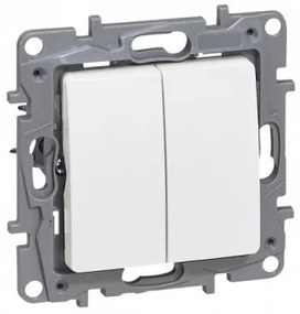 Intrerupator dublu, alb, 10A, IP20, Legrand Niloe
