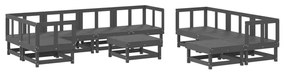 3186566 vidaXL Set mobilier relaxare grădină, 10 piese, gri, lemn masiv pin
