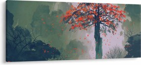 Tablou - Copacul roșu singuratic (120x50 cm)