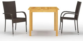 vidaXL Set mobilier de grădină, 3 piese, maro
