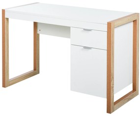 HOMCOM Birou de Lucru Spațios cu Sertar Dulap Picioare în Formă de Cadru de Stil Modern 112,5x50x75,5 cm Alb | Aosom Romania