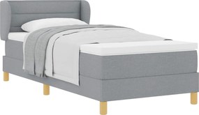 vidaXL Pat cu arcuri cu saltea Gri deschis 90 x 190 cm țesătură