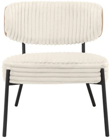 Fotoliu cu taburet crem cu tapițerie din catifea reiată Jerry – Støraa