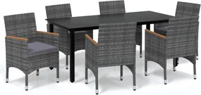 vidaXL Set de mobiler de grădină cu perne, 7 piese, gri, poliratan