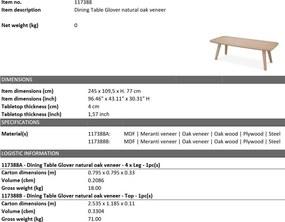 Masa design LUX Glover Natural oak, 245x109cm