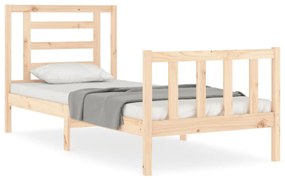 3192841 vidaXL Cadru de pat cu tăblie single mic, lemn masiv