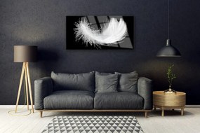 Tablou pe sticla Feather Art White