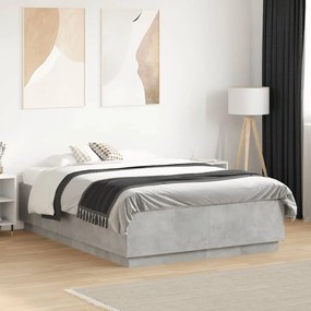 vidaXL Cadru de pat, gri beton, 120x190 cm, lemn prelucrat