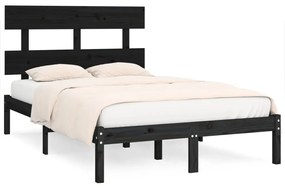 3104652 vidaXL Cadru de pat dublu, negru, 135x190 cm, lemn masiv