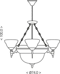 Brilagi - Lustru suspendat pe lanț DAHLIA 6xE27/40W/230V diam. 74 cm alamă