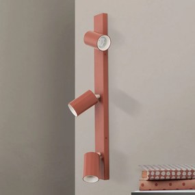 Aplica cu 3 spoturi directionabile stil minimalist PENN, rosu coral