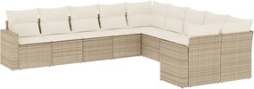 vidaXL Set canapele de grădină cu perne, 10 piese, bej, poliratan