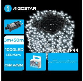 Instalație LED de Crăciun de exterior Aigostar 1000xLED/8 funcții 53m IP44 alb rece