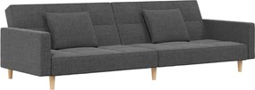 vidaXL Canapea extensibilă cu 2 locuri, 2 perne, gri deschis, textil