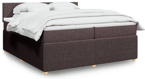 vidaXL Pat box spring cu saltea, maro închis, 200x200 cm, textil