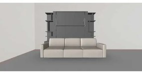 Set pat rabatabil dublu (150X200), 2 biblioteci 50 cm si canapea 3 locuri - NOVA SMALL BOOKCASES & TRIPLE SOFA SET