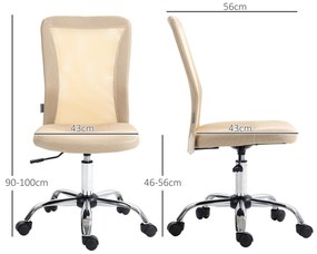 Vinsetto Scaun de birou ergonomic înălțime reglabilă picior cromat rotativ 360° îmbrăcăminte material textil bej | Aosom Romania