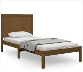 3105693 vidaXL Cadru de pat mic single, maro miere, 75x190 cm, lemn masiv