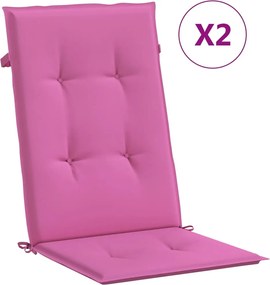 vidaXL Perne scaun cu spătar înalt, 2 buc., roz, 120x50x3 cm, textil