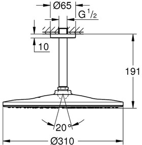 Grohe Rainshower cap de dus cu brat 31x31 cm rotund Brushed Warm Sunset 26560DL0