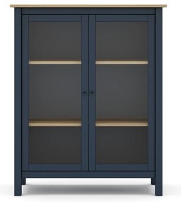 Vitrină albastru-închis/natural din lemn de pin 90x110 cm Misti – Marckeric