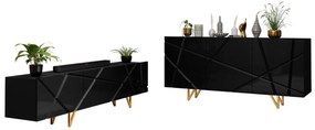 Camera de zi Merced M102Negru lucios, Negru, Părți separate, Cu comodă tv, Cu componente suplimentare, MDF, PAL laminat, 76x37cm, 80 kg