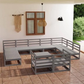 Set mobilier de gradina, 12 piese, lemn masiv de pin