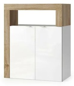 Dulap coloana mediu LC Mobili Italia Hamburg 64x78 cm finisaj alb lucios/maro lemn