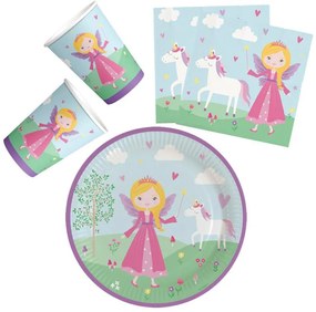 Prințese Set de petrecere Princess cu 36 de piese și farfurie de 23 cm